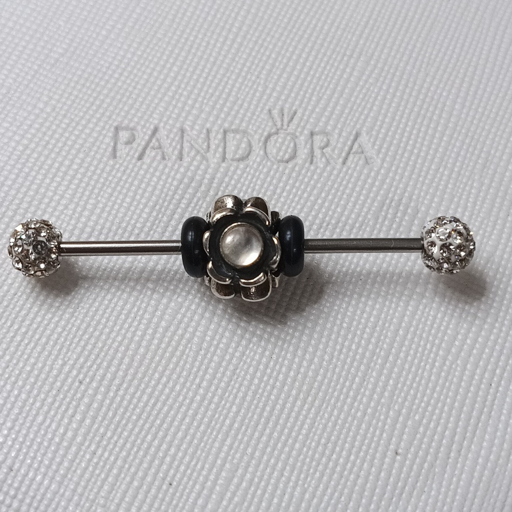 Pandora Vintage Silver Grey Moonstone Floral Charm (2 Listed Separately).